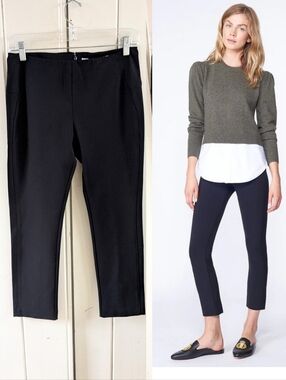 Veronica Beard Black Scuba Back Zip Ankle Pants sz 6